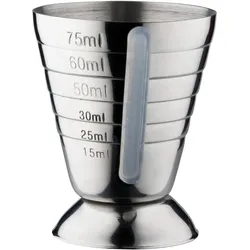 Barmaß / Jigger, mit Abstufung - Edelstahl (75ml)