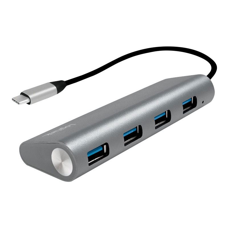 LogiLink USB 3.1 HUB 4-port Type-C Aluminium grau