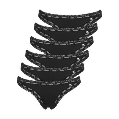 String LIKE IT "6er Pack Damen String Olivia", Damen, Gr. L, schwarz, Obermaterial: 92% Polyamid PA. 8% Elasthan EL., Unterhosen String