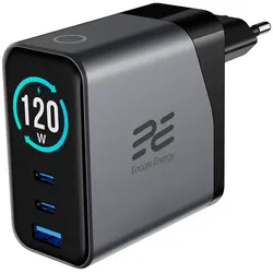 Neues Netzladegerät Encore Energy RAPID GaN QC PD USB-A USB-C x2 120W MD-12083Z mit Display