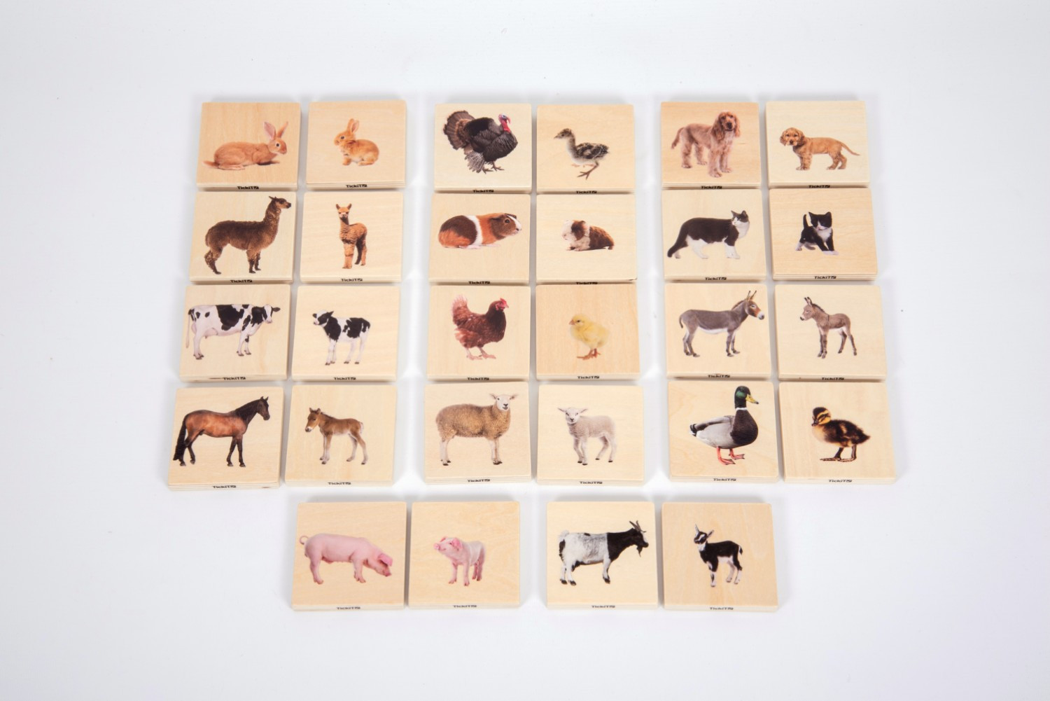 TickiT Huisdierenfamilie-spel met 3 rokken, Lindehout, Meerkleurig