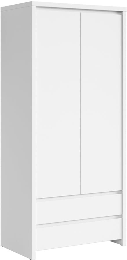 Petits meubles Armoire 2 portes 2 tiroirs blanche Blanc 90x201x56cm