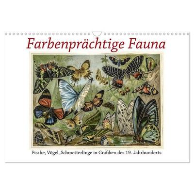 Farbenprächtige Fauna. Fische, Vögel, Schmetterlinge in Grafiken des 19 Jahrhunderts (Wandkalender 2027 DIN A3 quer), CALVENDO Monatskalender