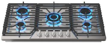 CASAINC Recessed Gas Stove Cooktop in Stainless Steel with 5 Sealed Burners, Cast Iron Grates, and LP Conversion Kit, CSA Certified