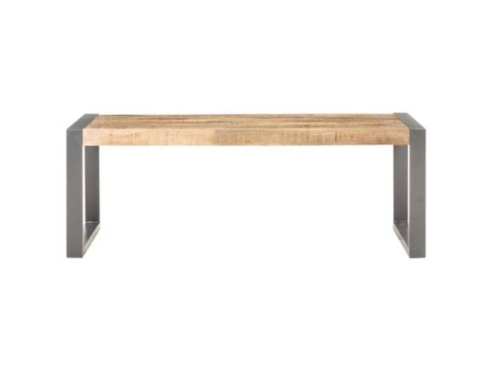 Couchtisch 110x60x40cm roh Mangoholz Stahl Rustikaler Stil, Getränke- und Bücherplatte, rohes Mangoholz, Stahlkonstruktion, einzigartige Farbe