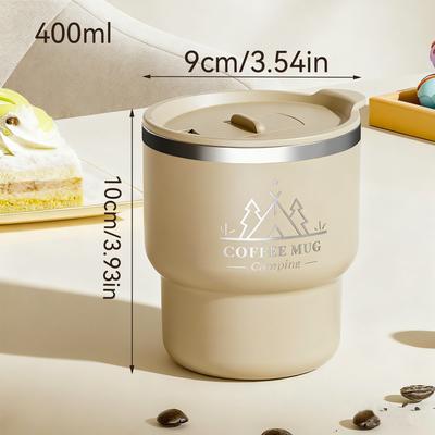 Multicon Wholesale Hub Double Layer Insulated Thermal Cup, Stainless Steel Office Milk Coffee Mug, Portable Sealed Tumbler For Studen khaki