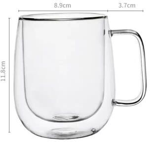 Uplift Essentials Heat Resistant Double Wall Glass Coffee Mug With Handle 350ml