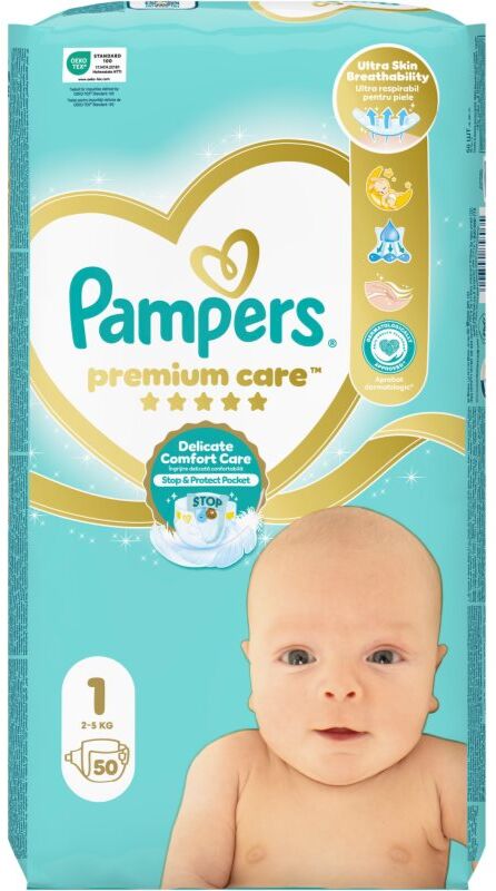 Pampers Premium Care Size 1 couches jetables 2-5 kg 50 pcs
