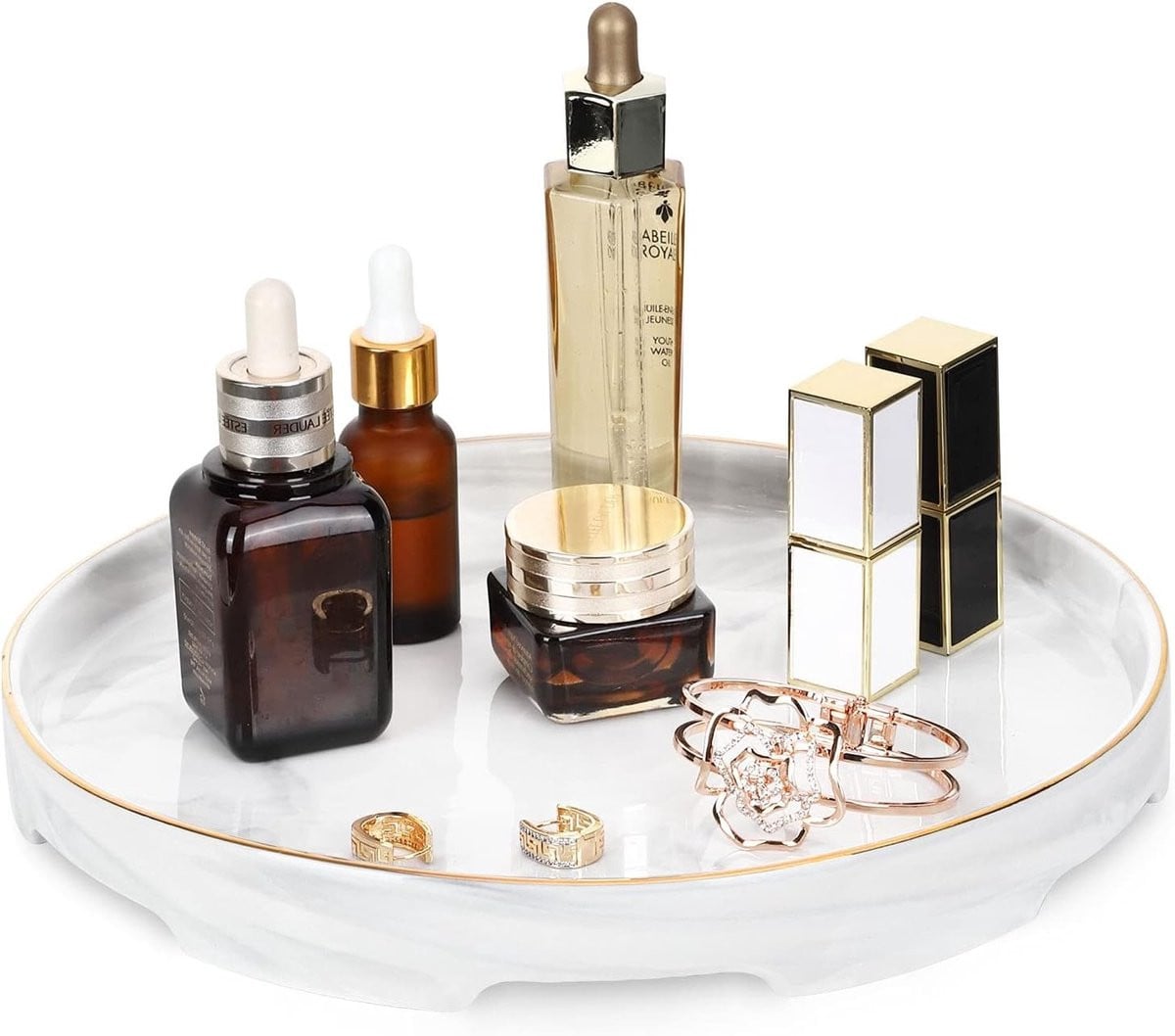 Decoratieve Keramische Dienblad voor Badkamer, Parfum en Cosmetica - Wit Marmer