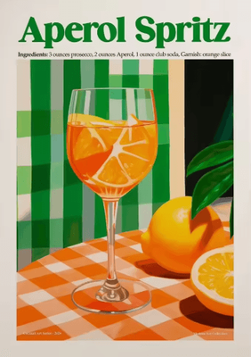 Inspire Picks Aperol Spritz & Pizza Cocktail Kitchen Wall Art Italian Food Canvas Poster 8 20x30cm Unframed