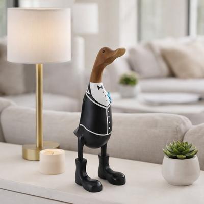 Sagebrook Home "Decorative Wooden Wedding Duck Figurine Sculpture - 16.0"""