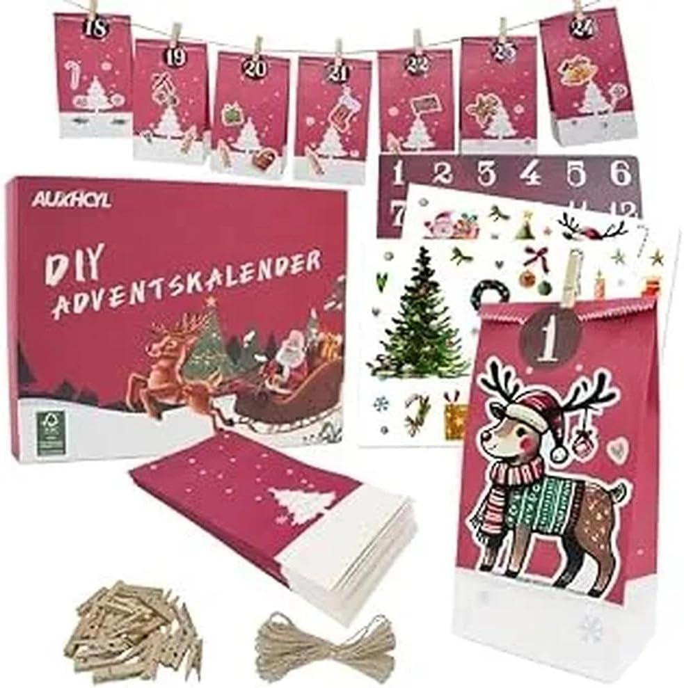 oCreon Adventskalender om zelf te vullen - 24 stuks doe-het-zelf adventszakjes voor volwassenen