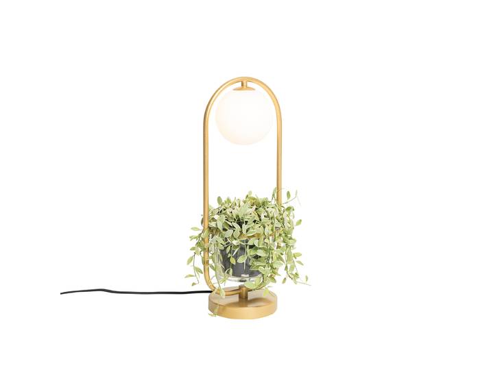 Lampe de table Art déco dorée avec verre blanc - Isabella