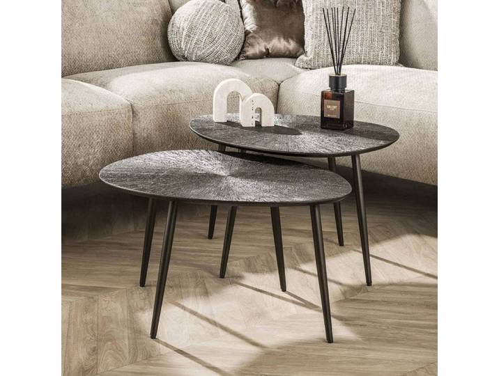 Lot de 2 tables basses organiques 76x61 cm en métal bronze