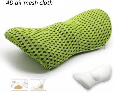 Uplift Essentials Ergonomic Memory Foam Lumbar Pillow   Supportive Back Cushion For Car & Office green