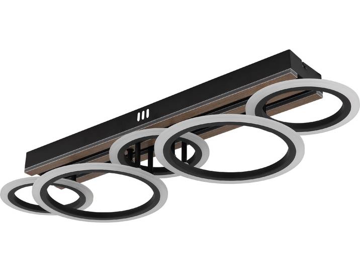 Plafonnier LED noir\, aspect bois\, L 74\,5 cm