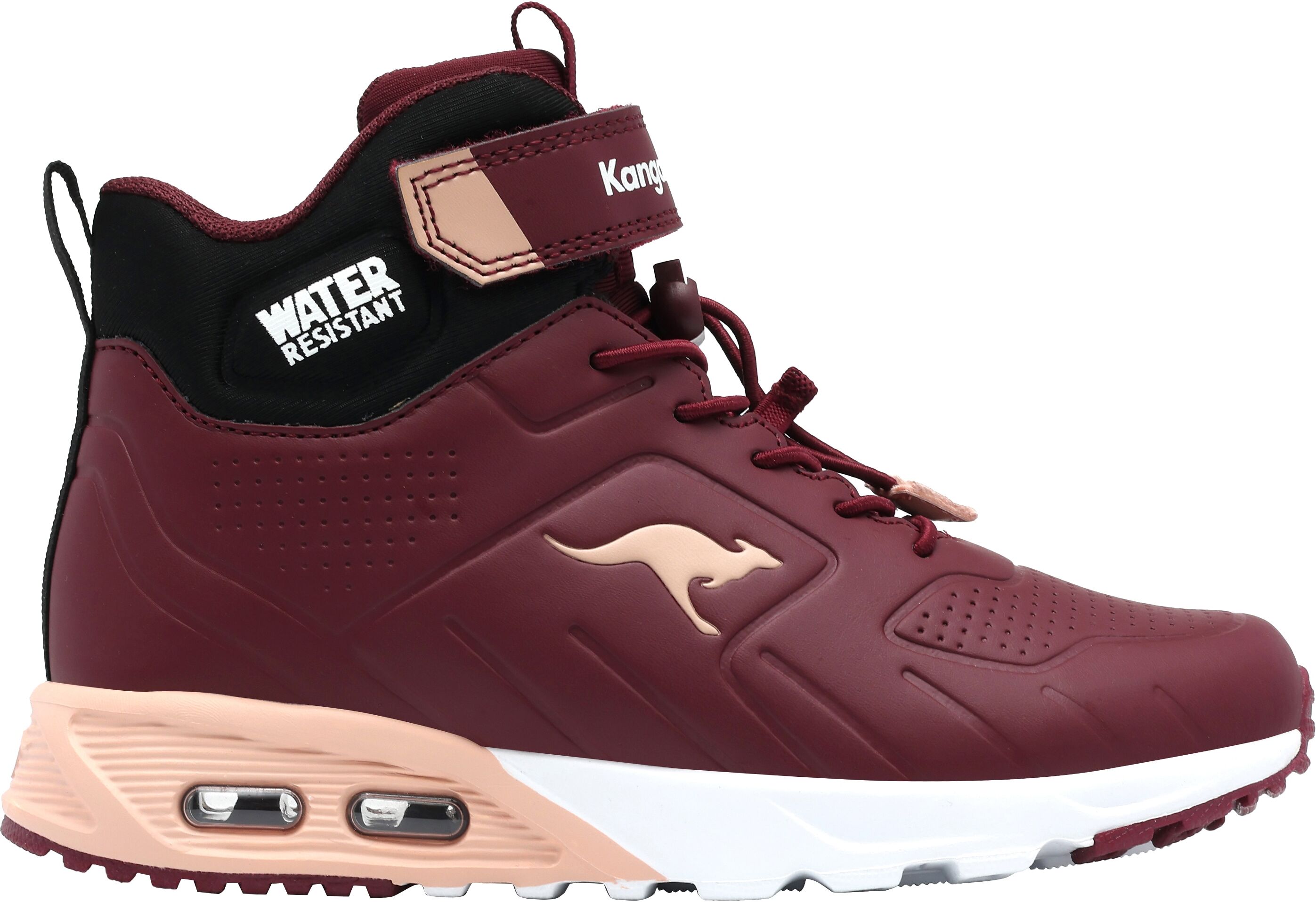 Sneaker KANGAROOS "KX-Molbo Mid EV", Jungen, Gr. 39, wärmend, rot (port royale, transcendet pink), Synthetik, Schuhe Sneaker, Wasserabweisend,Winterschuhe, Schnürboots, Sneakerboots port royale, transcendet pink 39, wärmend