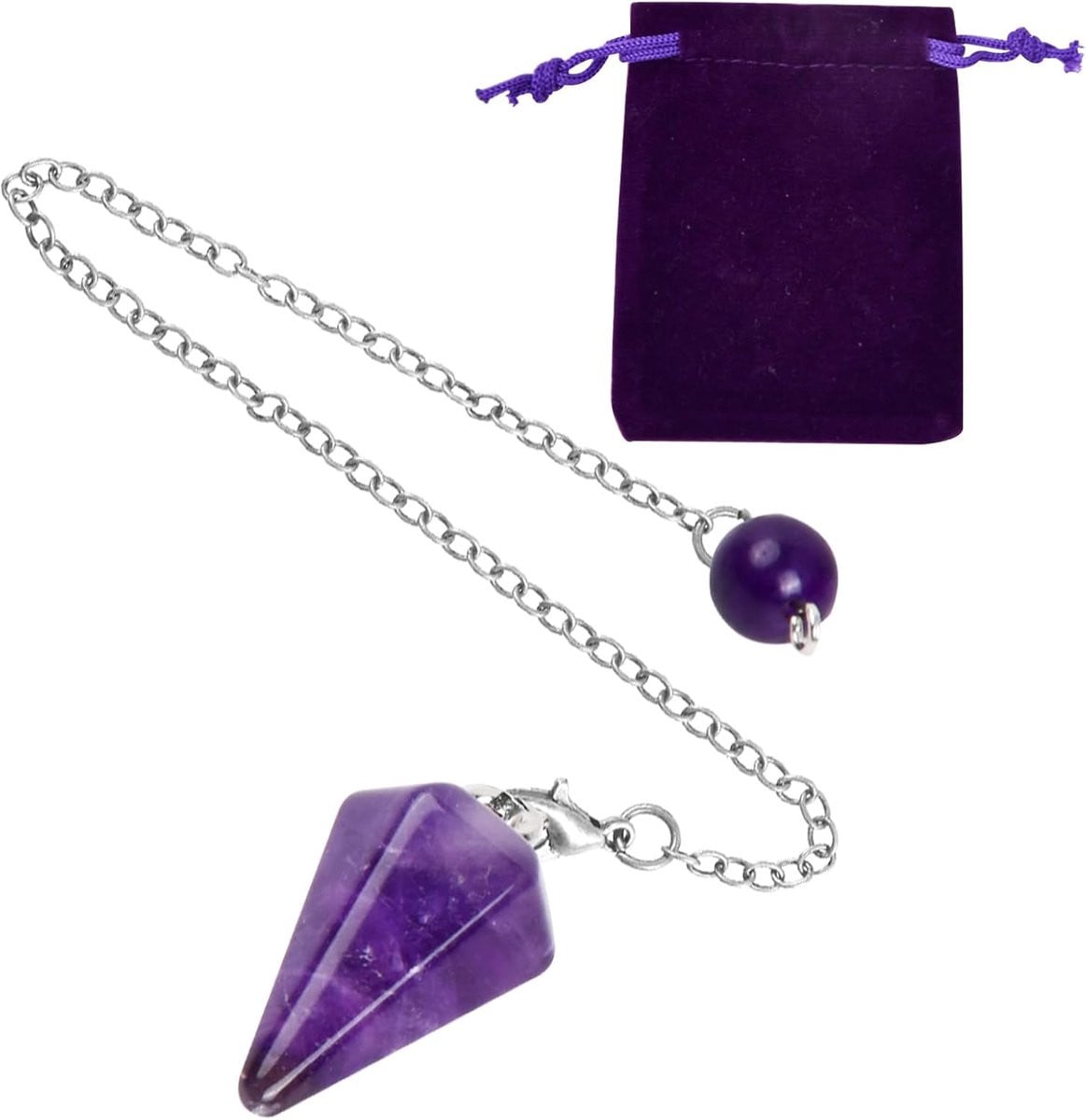 Amethist Kristallen Slinger - Paarse Edelsteen Pendel met 20 cm Ketting voor Wichelroede Werk