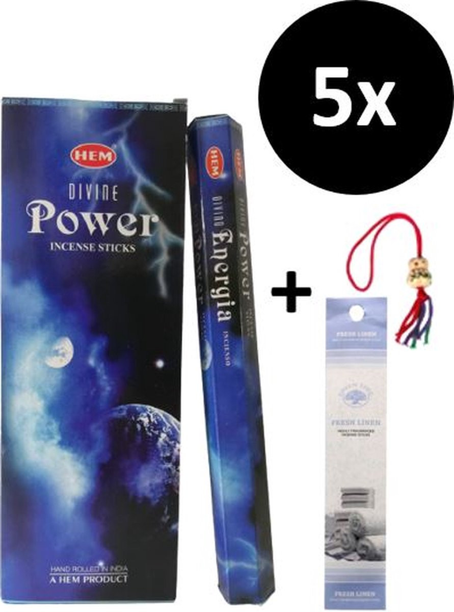 Wierookstokjes Divine Power met 100 stokjes, 5 mini stokjes en 1 gelukspoppetje