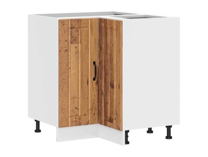 fsahslih Küchen Eckunterschrank Lucca Altholz Optik 75,5 cm Kompakter Eckschrank für die Küche aus robustem Holzwerkstoff mit verstellbaren Füßen und flexiblem Stauraum