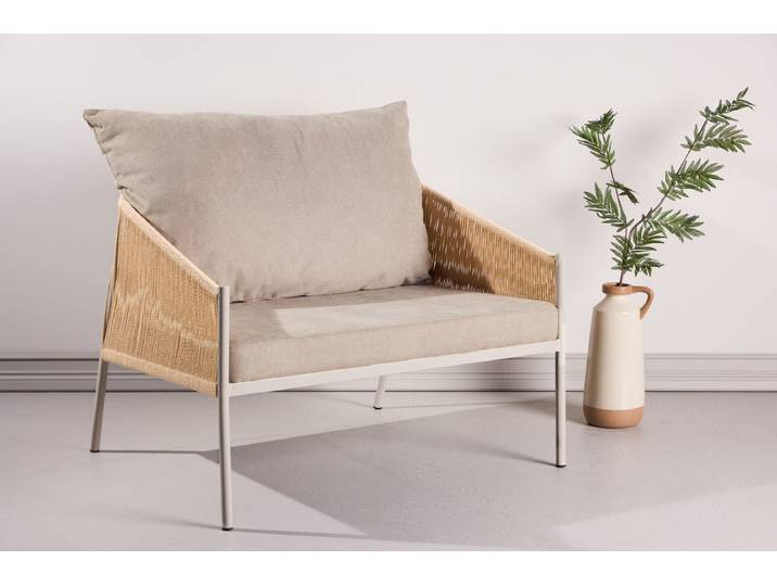 Sessel Jupiter - in Beige mit Leinenstruktur - Beige - Luxusbetten24