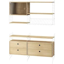Wohnkombination Sideboard/Wandregal Weiß Eiche