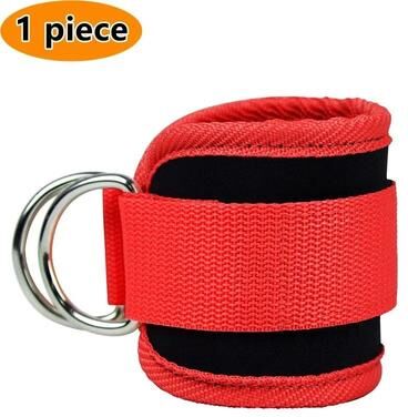 Uplifted Finds Gym Ankle Straps Double D Ring Adjustable Neoprene Padded Cuffs red