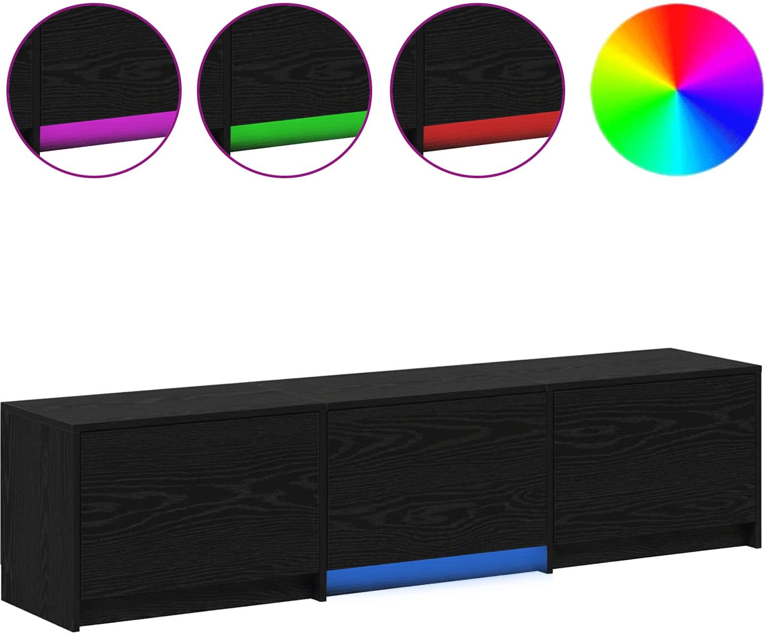 vidaXL TV Cabinet with LED 165 x 34 x 40 cm Chêne noir