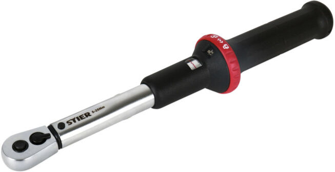Clé dynamométrique STIER avec cliquet réversible 1/4