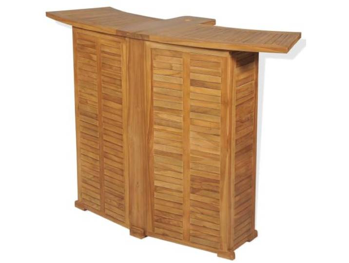 HKQWPBF Klappbarer Bartisch 155x53x105 cm Teak Massiv Gartenmöbel, Stehtisch, Sonnenschirmloch, Flaschenhalter, herausnehmbare Regale, Teakholz, platzsparend