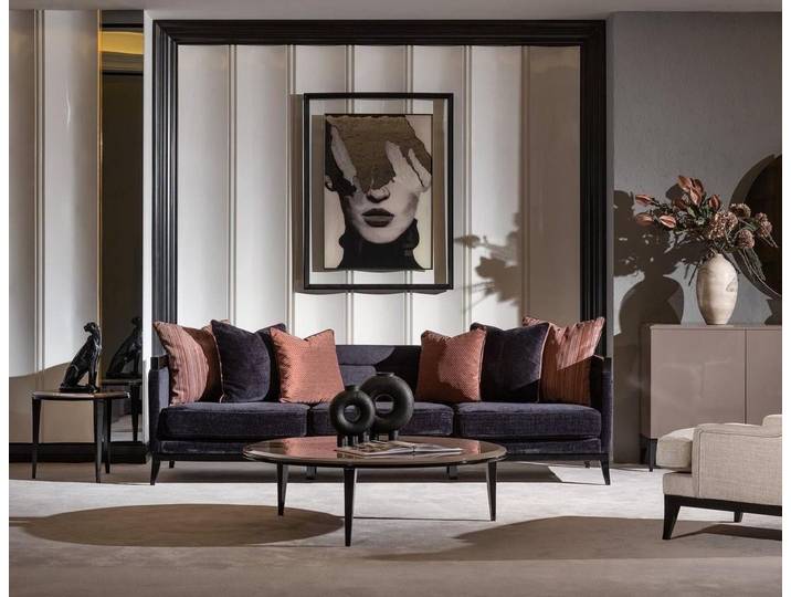 Xlmoebel 4-Sitzer Schwarzes Sofa aus Textil und Holz mit modernem Design von XLMOEBEL, Sofa 4 Sitzer 1 Teile, Made in Europa