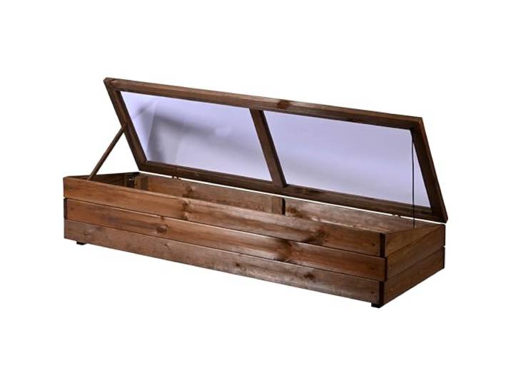 dobar® Frühbeet-Aufsatz aus Holz für Hochbeete - Frühbeet-Kasten mit Folie - 117 x 40 x 26 cm - Dunkelbraun
