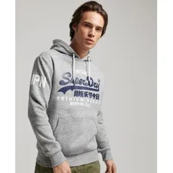 Superdry für Herren. M2011885A Grauer Vintage Logo Hoodie (M), Lässig, Langarm, Bio-Baumwolle, Nachhaltig