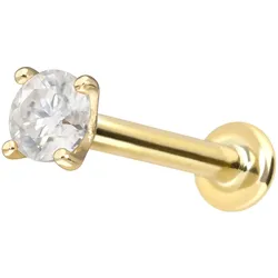 14 Karat Gold Labret mit Innengewinde MOISSANIT