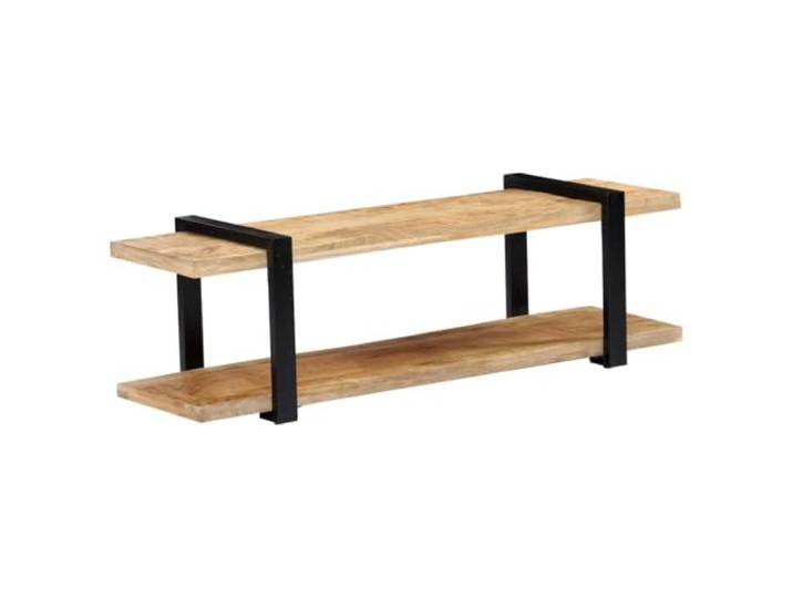 LMTYOENFG TV-Board Massivholz Mango 130x40x40 cm Lowboard Fernsehtisch Rustikales Lowboard aus Echtholz und Metall mit offener Ablage für Wohnzimmer und Entertainment-Bereich