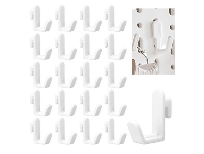 WADORN 30 crochet pour Panneau Perforé Crochets pour Panneau Perforé Compatibles avec les Accessoires D'Organisation IKEA Skadis Crochets Blancs en Plastique pour Maison Salle Encore 33.5x34x10mm