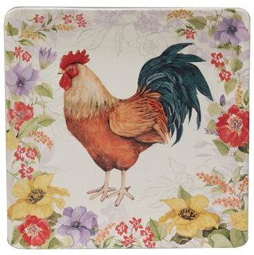 "Certified International Floral Rooster Square Platter 12.5"" - 12.5"" x 12.5"""
