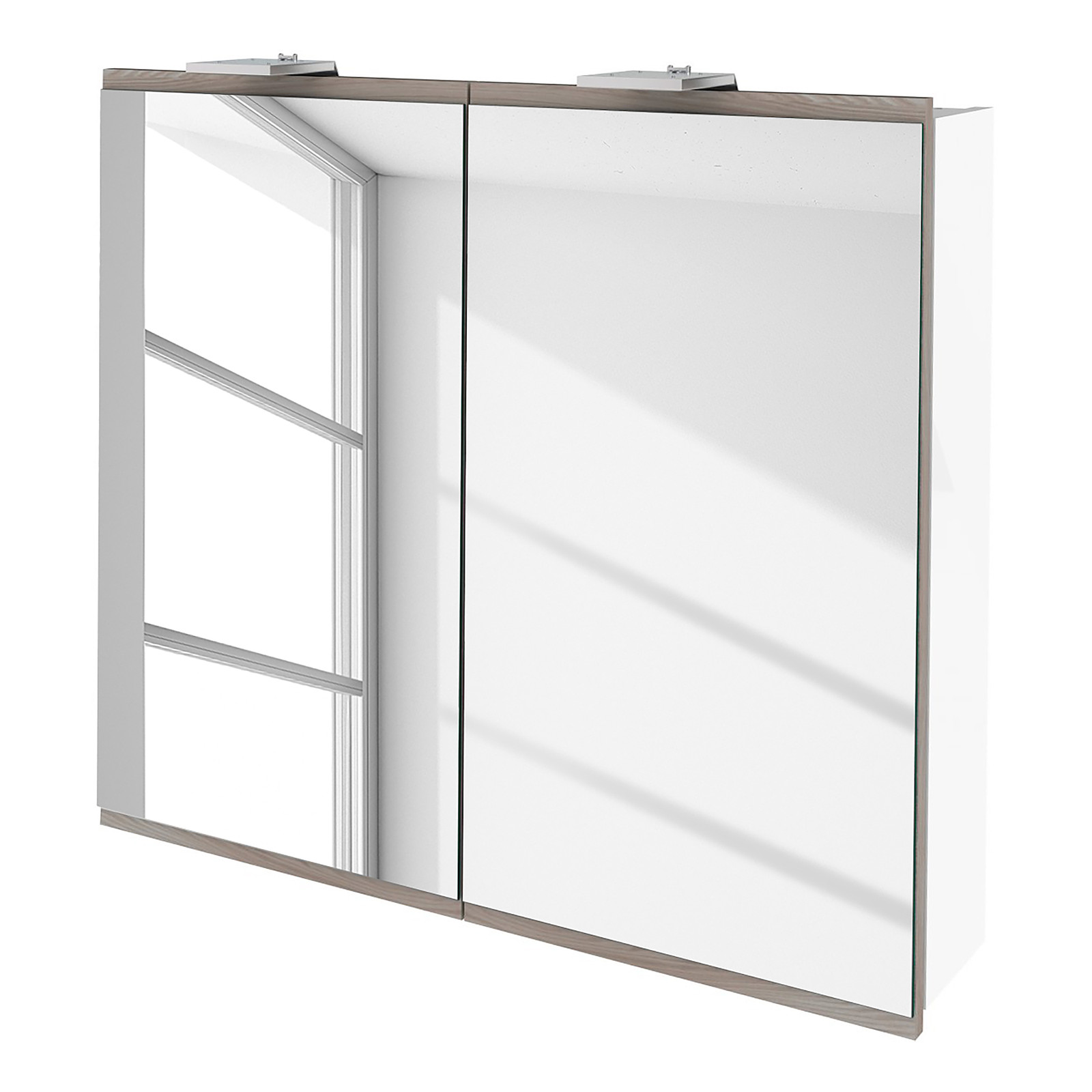 home24 Spiegelkast Lima met LED-verlichting wit/bruin 80 cm