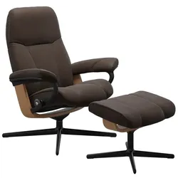 Stressless Sessel mit Hocker Consul Cross Leder Braun Batick Brown L (Large)