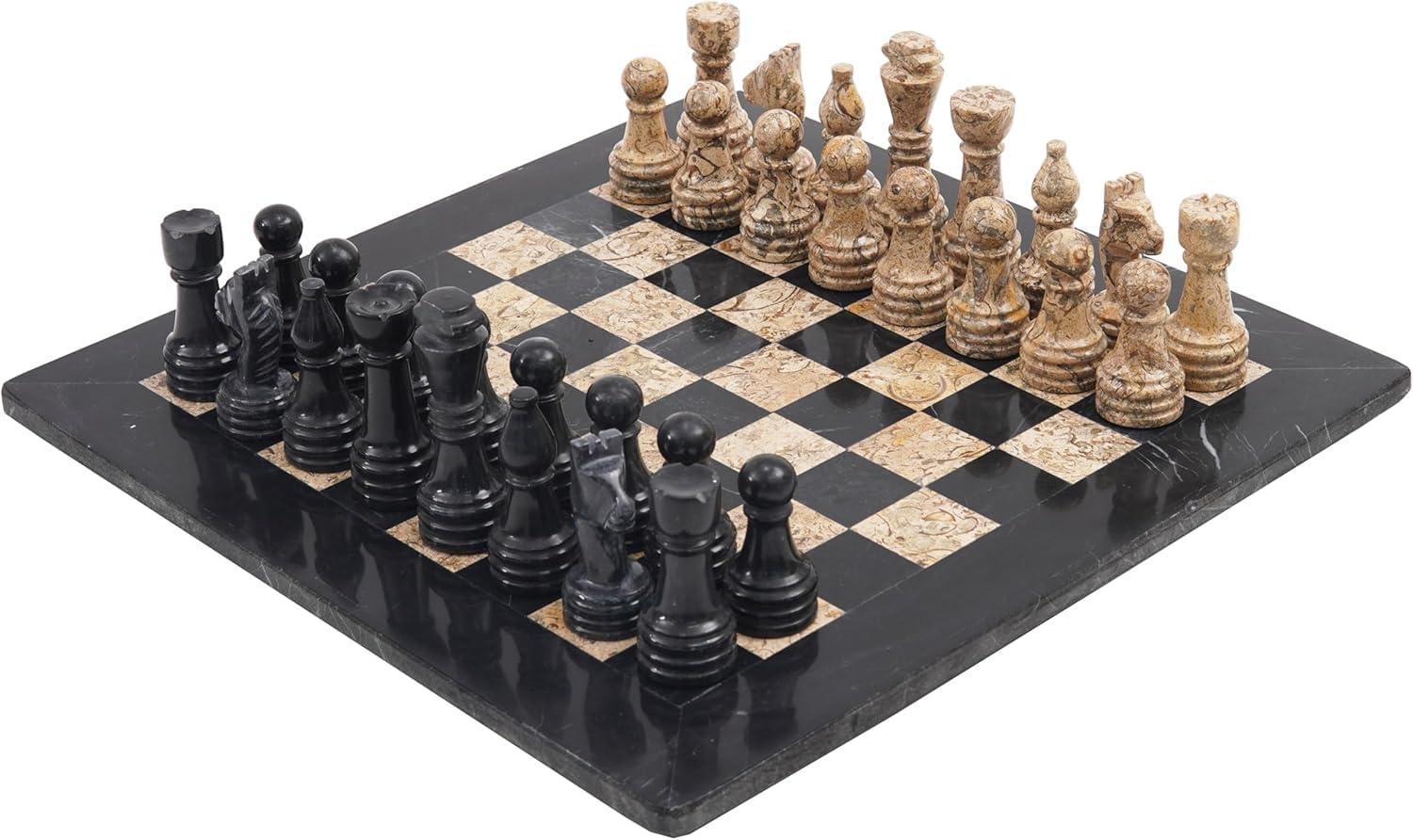 Marmor-Schachspiel 38 cm, Schachset für Erwachsene