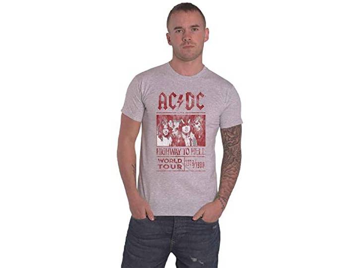 T-Shirt # S Grey Unisex # Highway To Hell World Tour 1979/1980