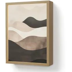 WANDLEUCHTE MIT AKKU Abstrakt - Landschaft - Wellen - Cremefarben LED 30x40 cm Wandlampe