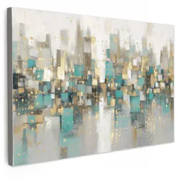 LEINWANDBILD Abstrakt - Blöcke - Gold - Skyline XXL 150x100 cm