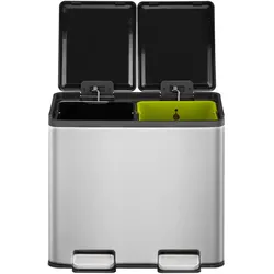 EKO Essential Splitted Prullenbak - 2x 10 l - Mat RVS, Abfalleimer, Silber