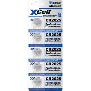 XCell Knopfzelle CR2025, 170 mAh, Lithium, 5 Stück