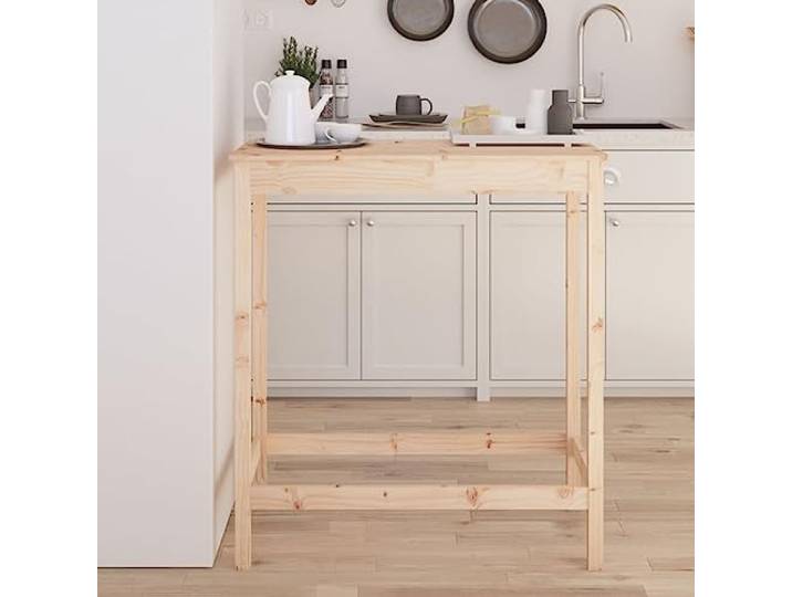 HEFZGDB Massivholz Bartisch Kiefer 100x50x110 cm mit Stabiler Tischplatte und Holzrahmen für rustikale Optik, ideal für Mahlzeiten und Partys, Robustes Naturmaterial.