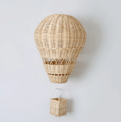 Inspire Picks Handwoven Rattan Hot Air Balloon Wall Hanging Nordic Nursery & Kids Room Decor as Show 30x22cm