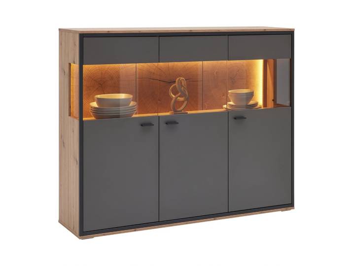 Highboard Florenz Grau/Eiche Artisan