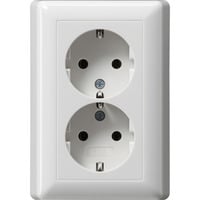 Schutzkontakt Doppelsteckdose 16 Ampere 250 Volt mit Vollplatte Standard 55 weiß, Retail
