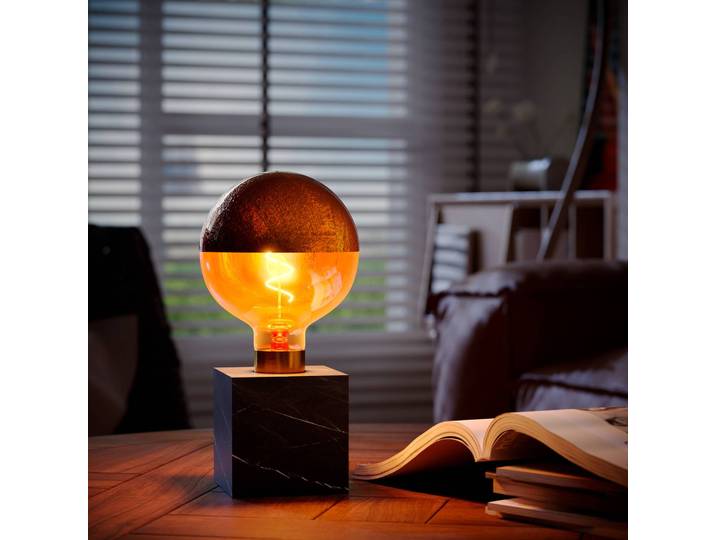 Calex Fensterbank Tischlampe Square Marble, schwarz, für Wohn- / Esszimmer